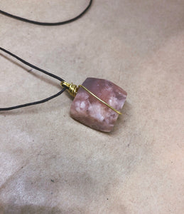 Cherry Blossom Agate Wired Crystal Necklace