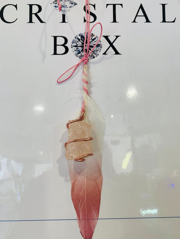 Rose Quartz Feather Hanger