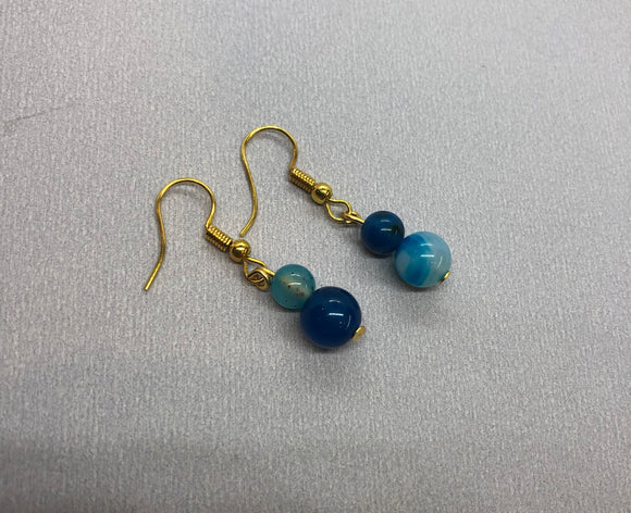 Blue Agate Crystal Earrings