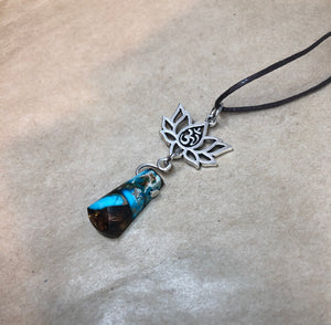 Blue Imperial Jasper Crystal on Lotus Necklace