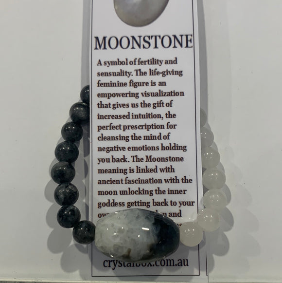 Moonstone Crystal Beaded Bracelet Yin/Yang