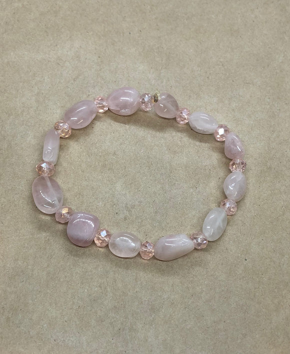 Rose Quartz Crystal Beaded Bracelet