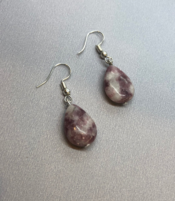 Lepidolite Crystal Drop Earrings