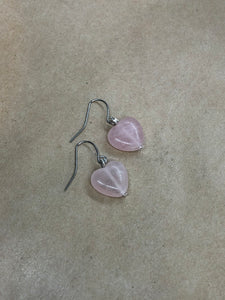 Rose Quartz Crystal Heart Earrings