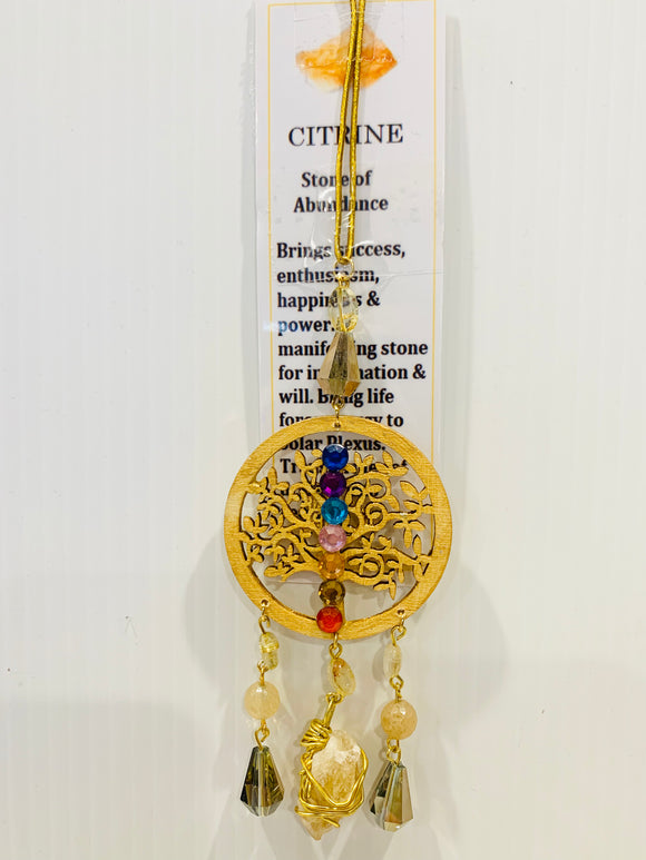 Tree of Life Chakras with Citrine Crystal Necklace