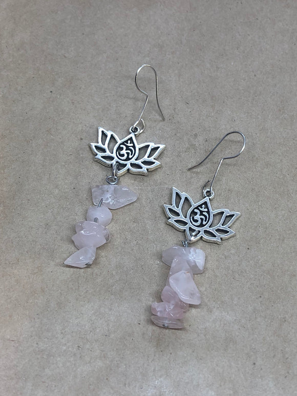 Rose Quartz Crystal Chips Earrings