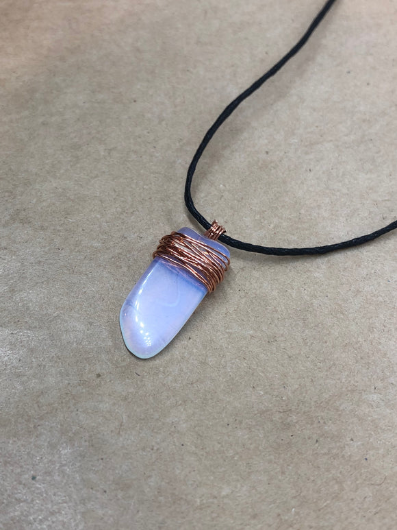 Opalite Crystal Wired Pendant Necklace