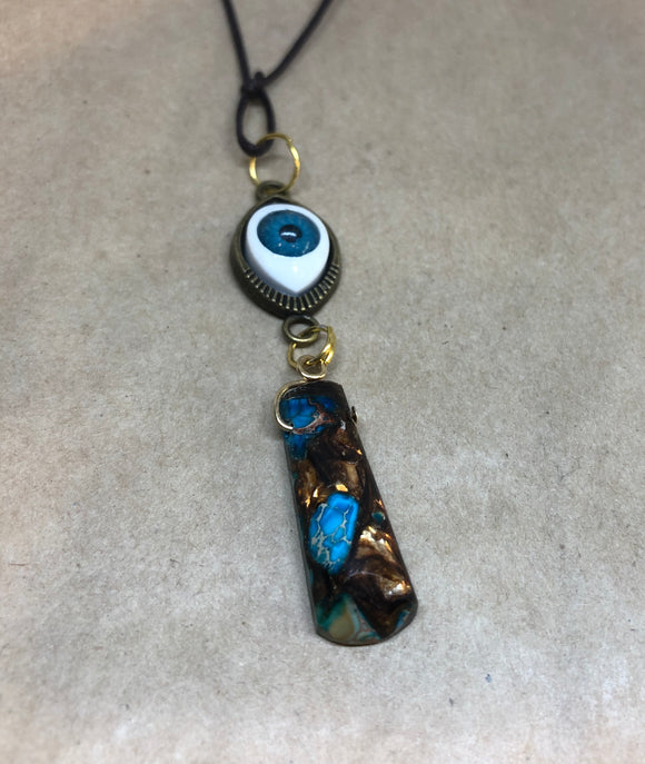 Blue Imperial Jasper Wired Crystal Necklace