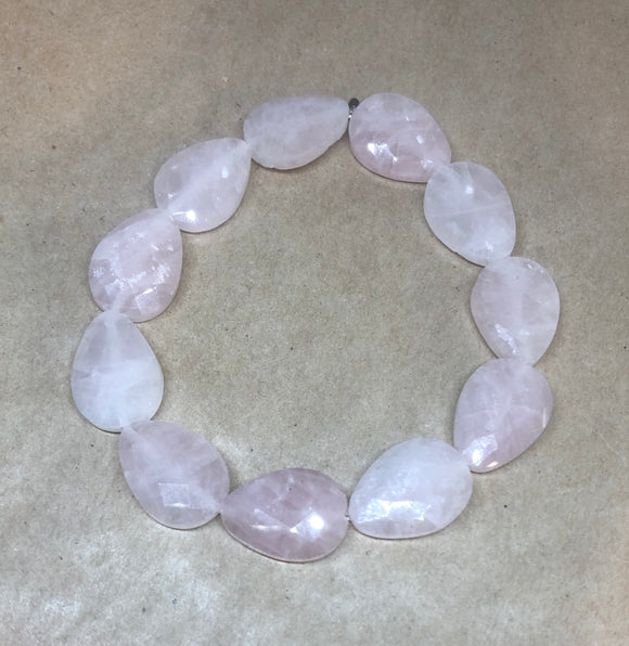 Rose Quartz Faceted Crystal Drops Bracelet