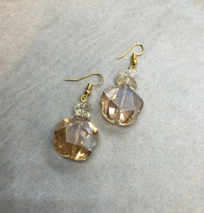 Citrine Crystal Earrings with Austrian Crystal Flower