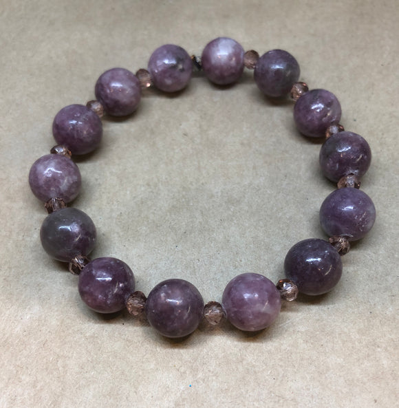 Lepidolite Crystal Beaded Bracelet