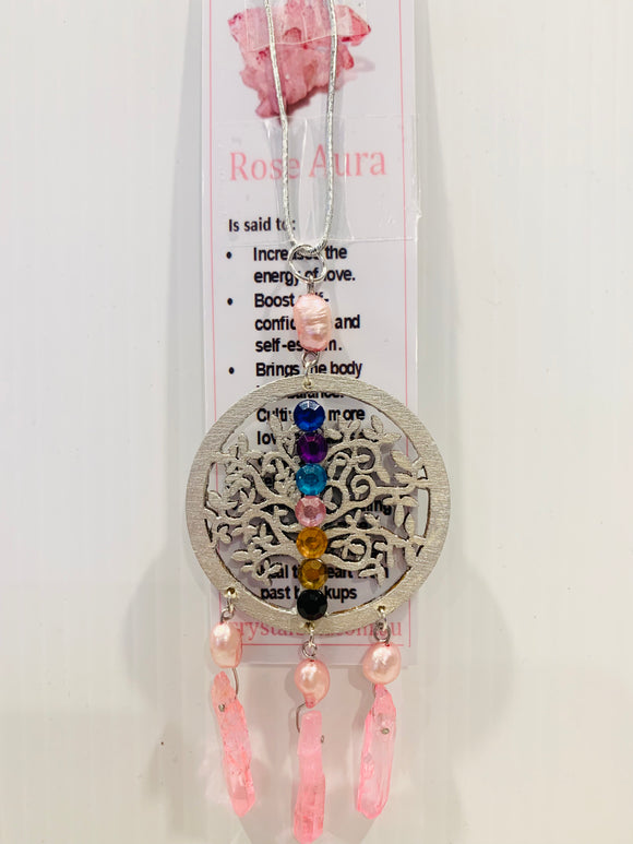 Pink Pearls & Aura Rose Chakra Necklace