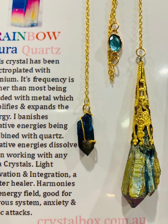 Rainbow Aura Crystal Pendulum