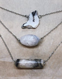White Agate Crystal Slice on Chain Necklace