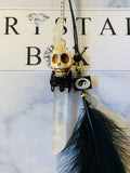 Skull Clear Quartz & Black Feather Sun Catcher