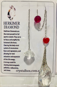 Herkimer Diamond & Ruby Pendulum