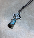Blue Imperial Jasper Crystal on Lotus Necklace