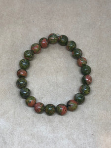 Unakite Jasper Crystal Beaded Bracelet