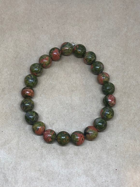 Unakite Jasper Crystal Beaded Bracelet