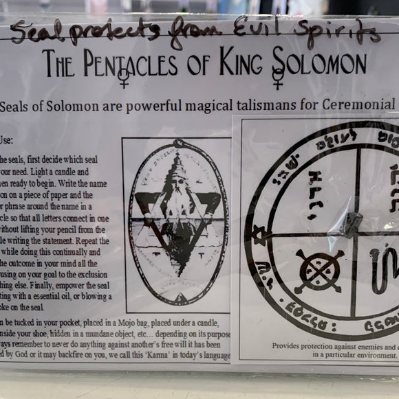 King Solomon seal protects from Evil Spirits