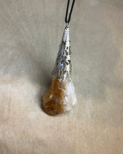 Raw Natural Citrine Crystal Point Pendant