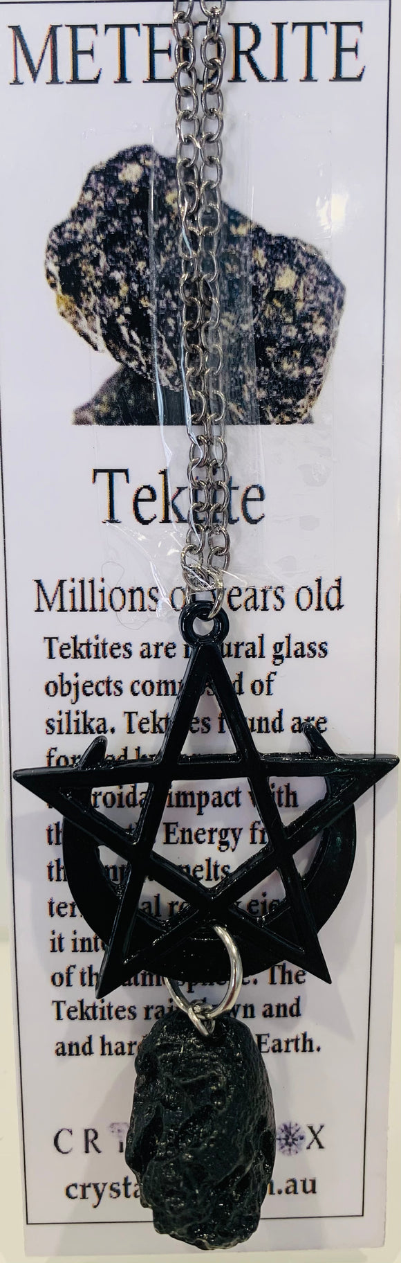Tektite Meteorite witch Necklace black.