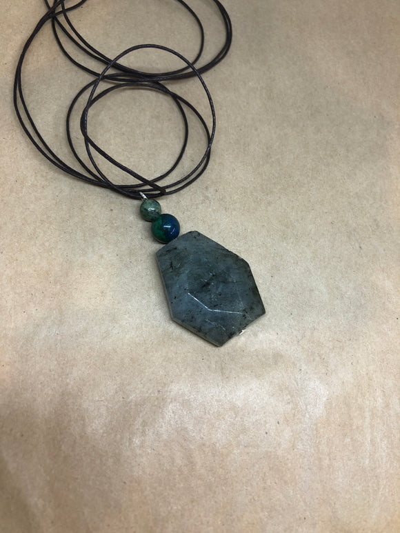 Labradorite and Lapis Chrysocolla Crystal Necklace