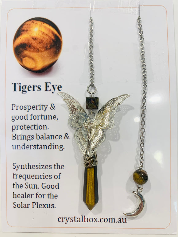 Tigers Eye Butterfly Pendulum