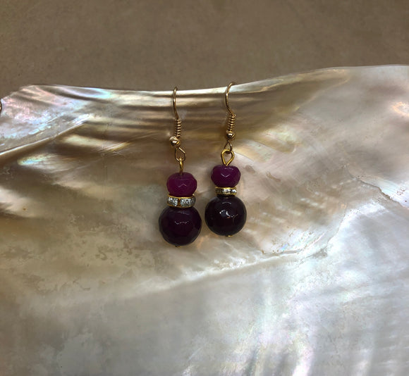 Faceted Ruby Crystal Earrings with Diamanté Features