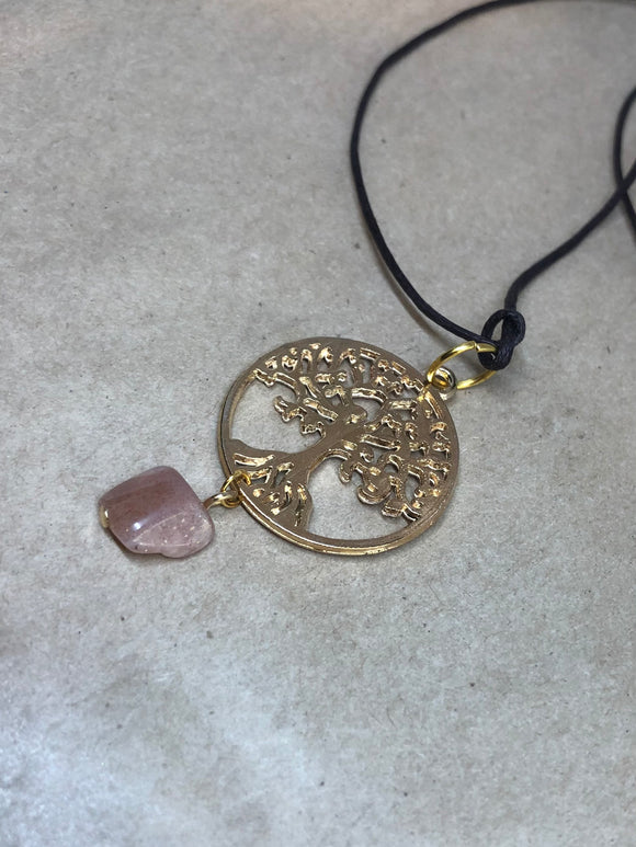 Sunstone Crystal on Tree of Life Necklace