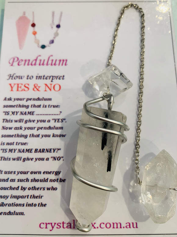 Rutilated Quartz with Herkimer Diamond Pendulum
