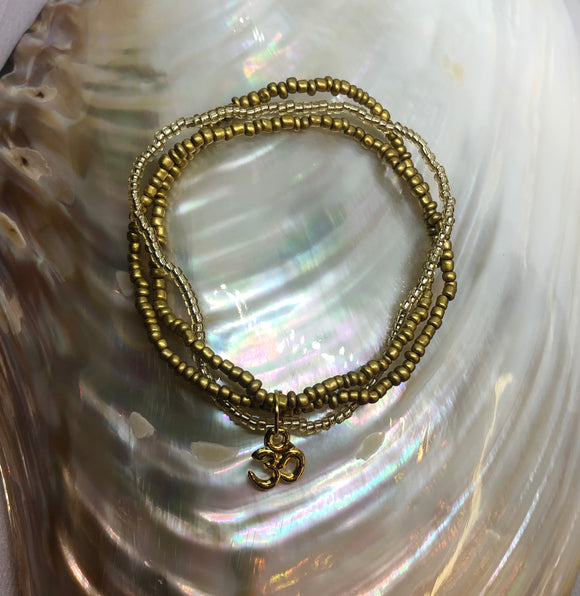 Gold Bracelet Set with Om Symbol