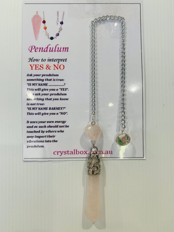 Rose Quartz Polished Crystal Pendulum 1