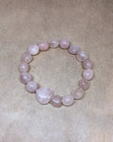 Rose Quartz Crystal Beaded Bracelet with Heart Charm