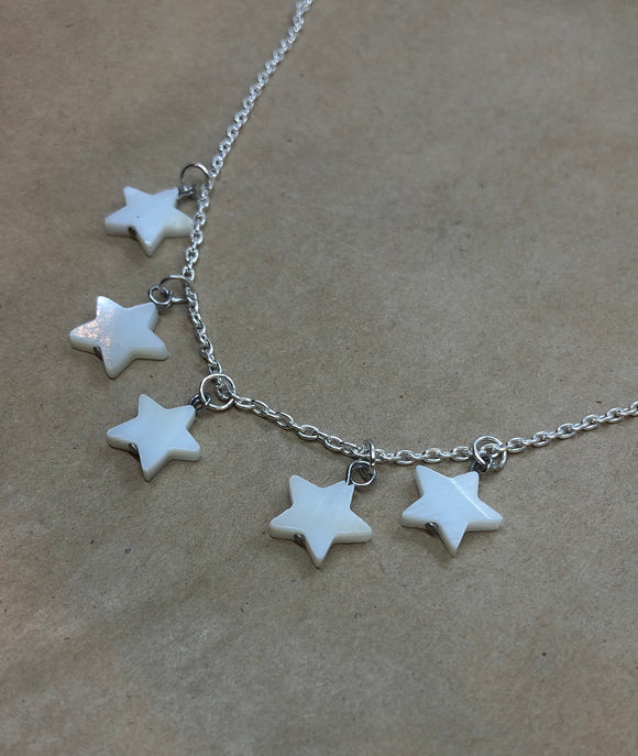 Mother of Pearl Shell Stars On Chain Necklace