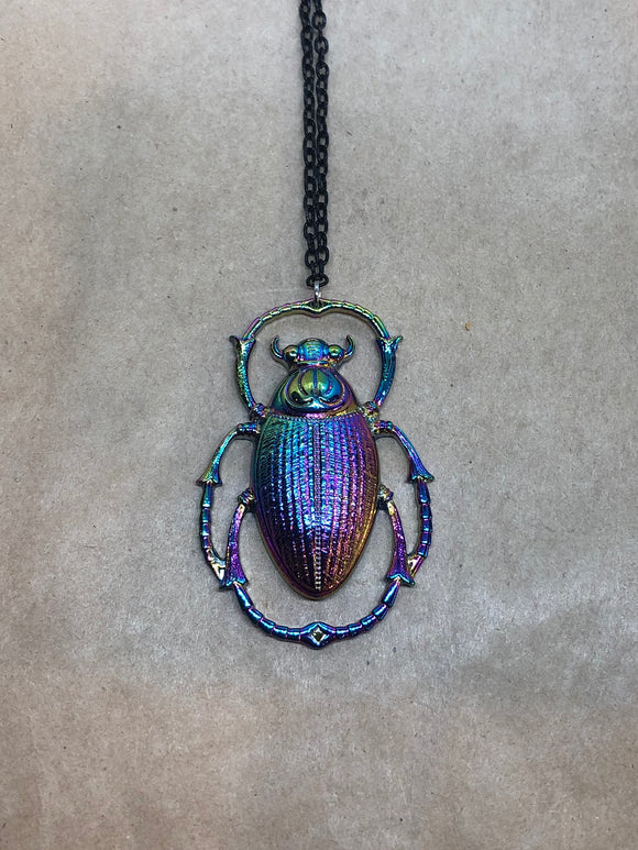 Rainbow Scarab Necklace