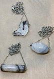 White Agate Crystal on Chain Necklace