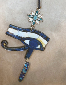 Handmade Eye of Horus Necklace with Blue Imperial Jasper