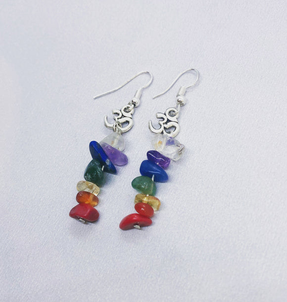 Multi-Crystal Chakra Earrings with Om