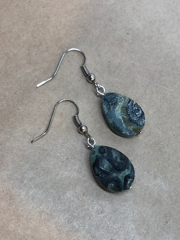 Faceted Kambaba Jasper Crystal Drop Earrings