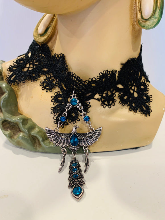 Black Lace blue Eagle choker