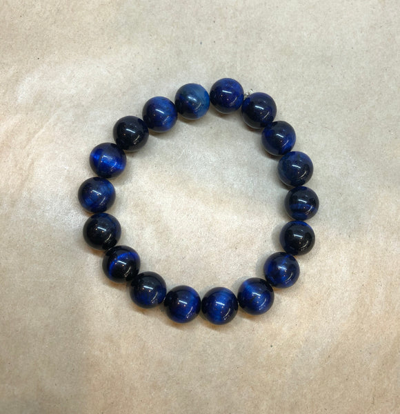 Dark Blue Tiger’s Eye Crystal Beaded Bracelet