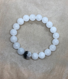 Moonstone Crystal Beaded Bracelet with Agate Crystal Centrepiece
