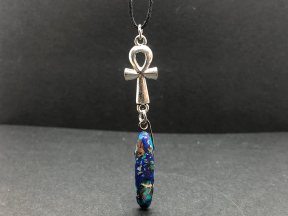 Ankh with Blue Imperial Jasper Crystal