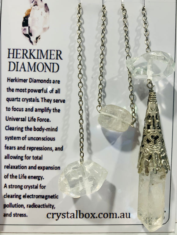 Herkimer Diamond & Clear Quartz Pendulum
