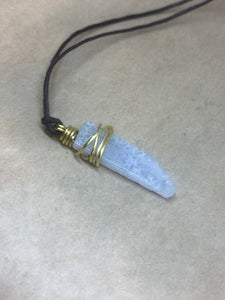 Blue-Lace Agate Wired Crystal Necklace