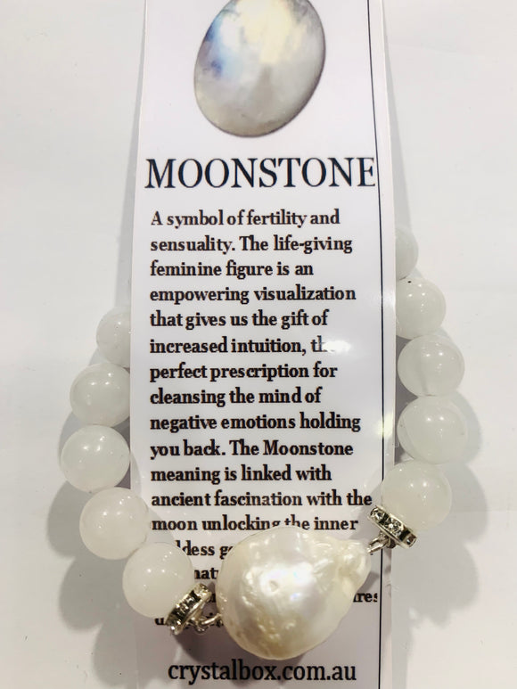 Moonstone & Baroque Pearl Bracelet