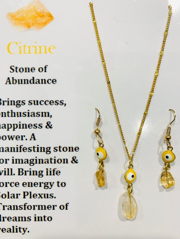 Citrine Necklace & Earrings Set