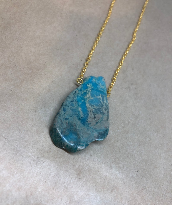 Blue Imperial Jasper Crystal Necklace