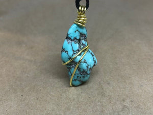 Raw Natural Turquoise Wired Crystal Necklace